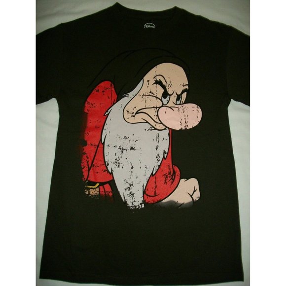 Disney Distressed Grumpy 7 Seven Dwarfs Brown T-shirt Snow White Small - Picture 5 of 9
